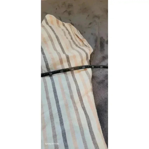 Thread & Supply Linen Retro Striped Shirt, size small, Mocha/beige/pastel orange - Picture 11 of 13